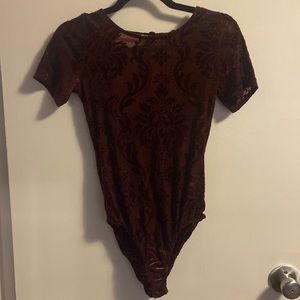 Suede Burgandy Onesie Size M